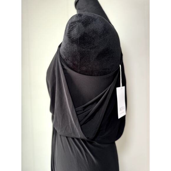 MISA Los Angeles Black Domino Draped Front Tie Dress Size XS - Picture 3 of 10